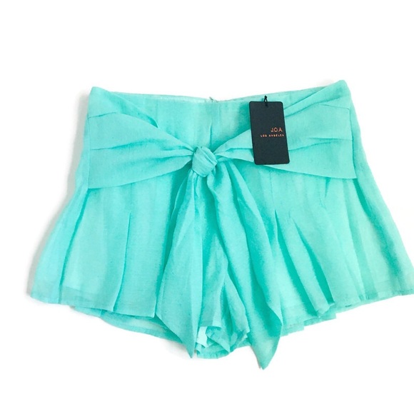 J.O.A. Shorts Joa Mint Green Pleated Tie Front Shorts Poshmark